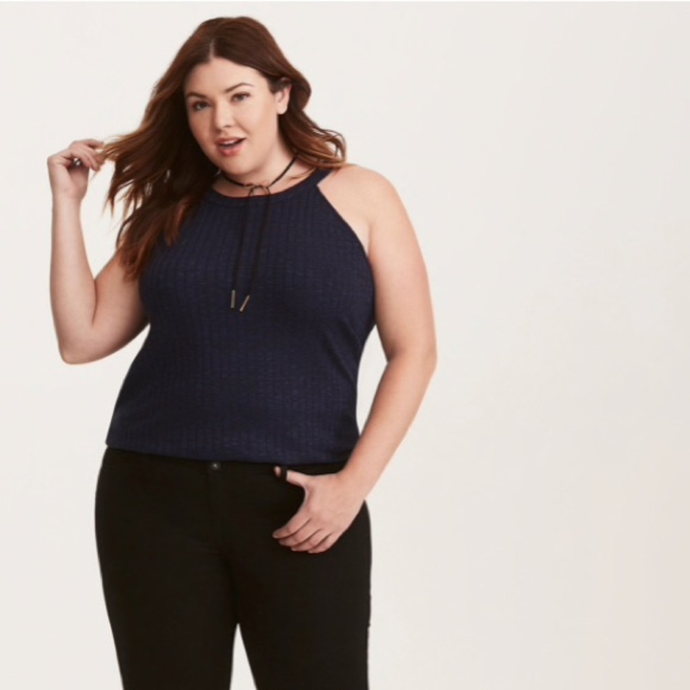 Navy High Neck Tank